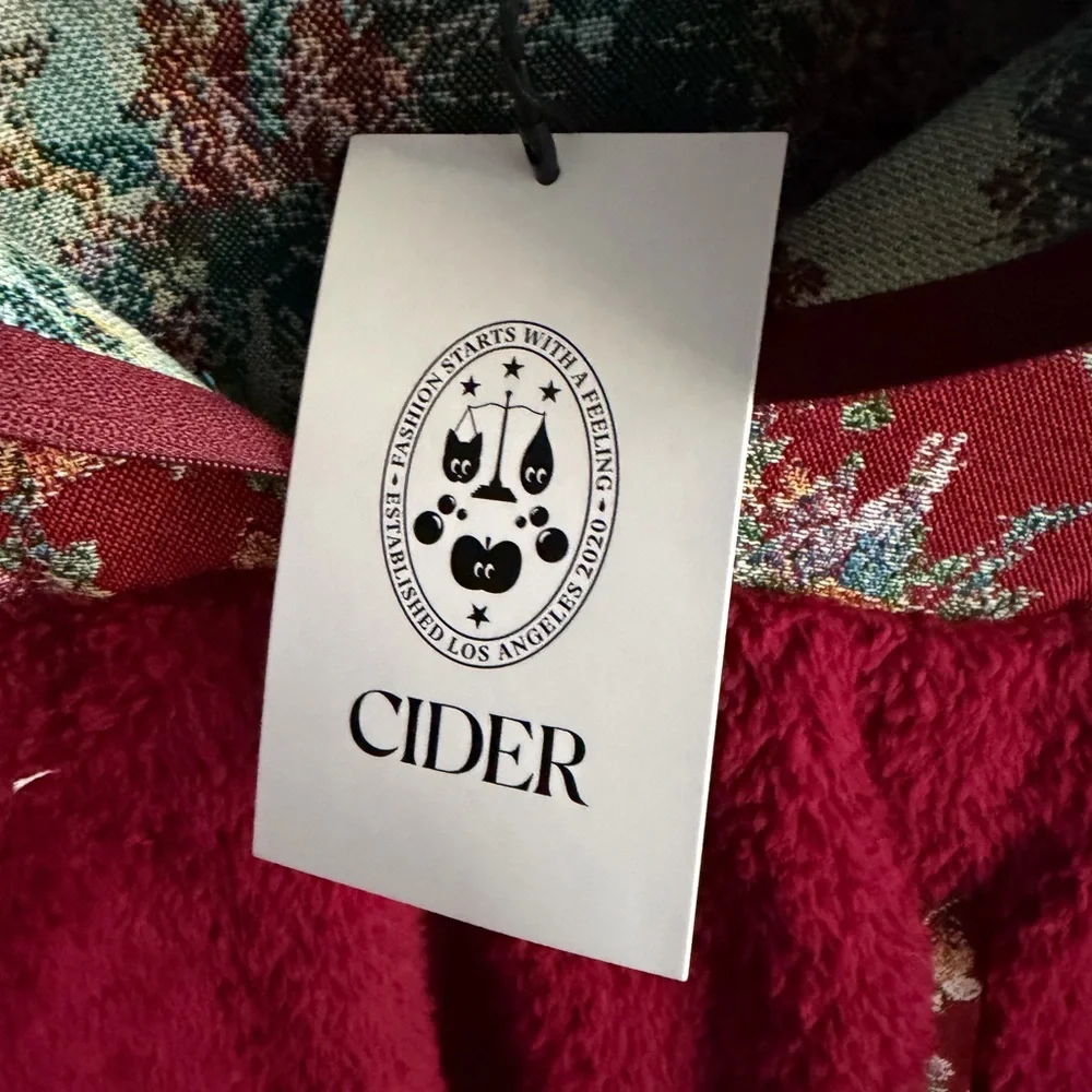 Cider Fleece Collar Floral Cat Knotted Sweatshirt - Picture 5 of 14